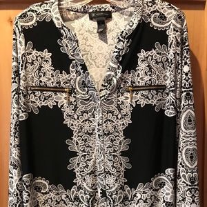 INC International Concepts Tops - 🎃 SALE INC Long Sleeved Black White Blouse NWOT INC International Concepts Tops - 🎃 SALE INC Long Sleeved Black White Blouse NWOT